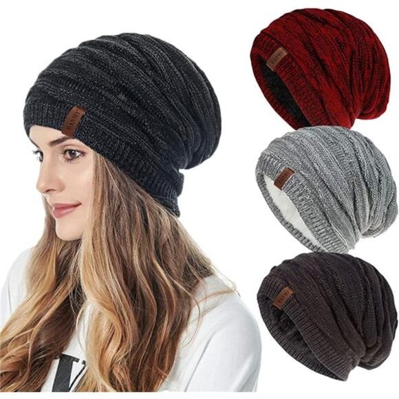 Women's Winter Warm Chunky Soft Cable Knit Beanie Hats